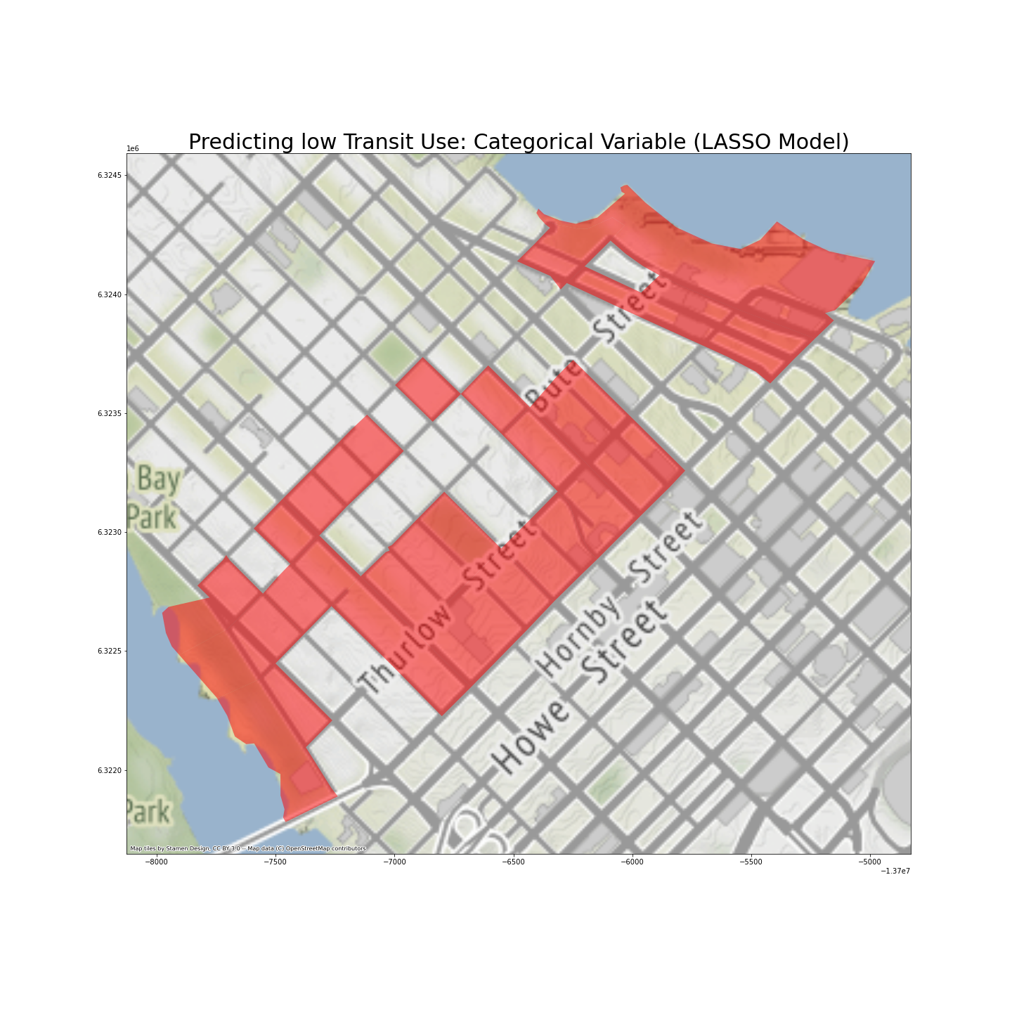 Map: low transit use categorical LASSO