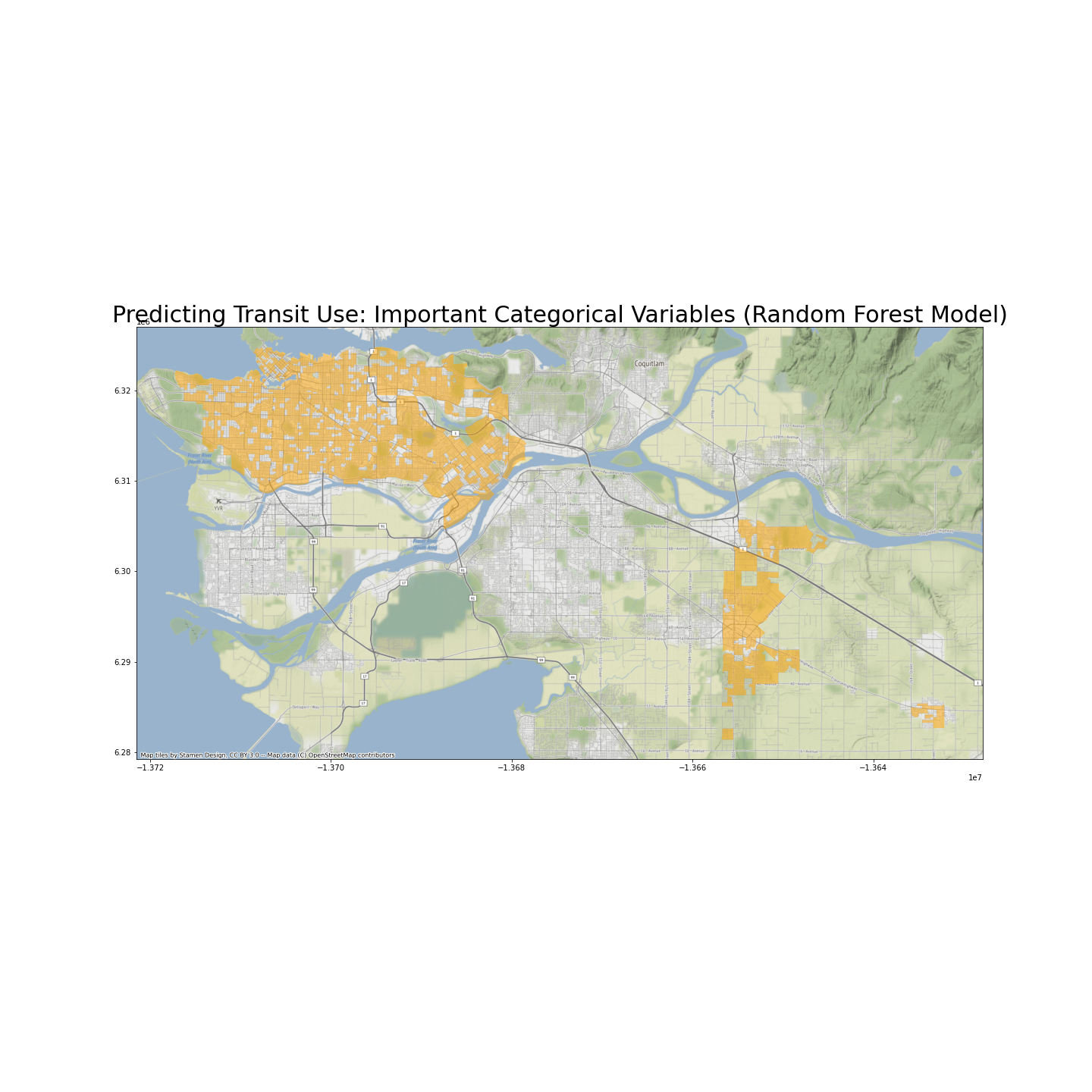 Map: transit use categorical rf